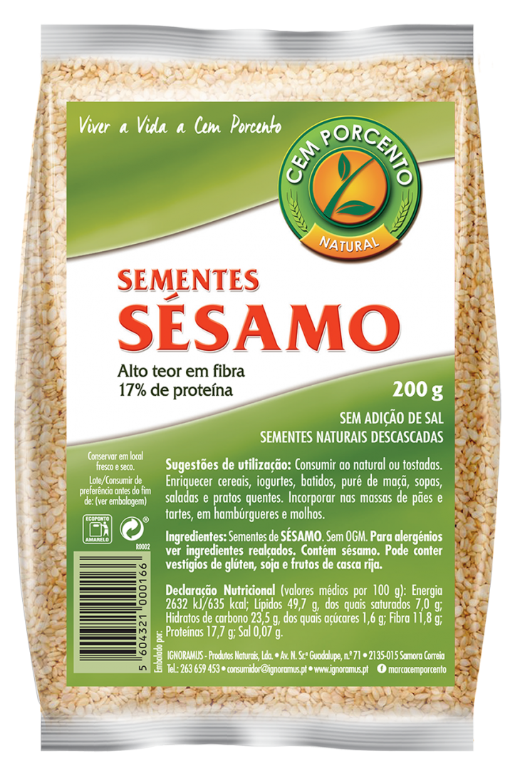 SEMENTES SESAMO BR CEM PORCEN PCT 200GRS