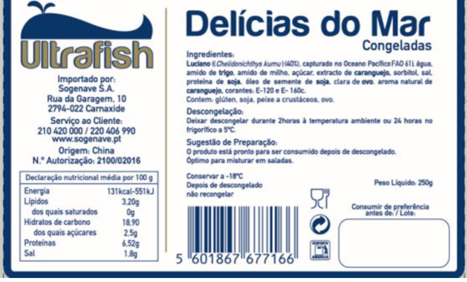 DELICIAS DO MAR CONG. 250GRS ULTRAFISH