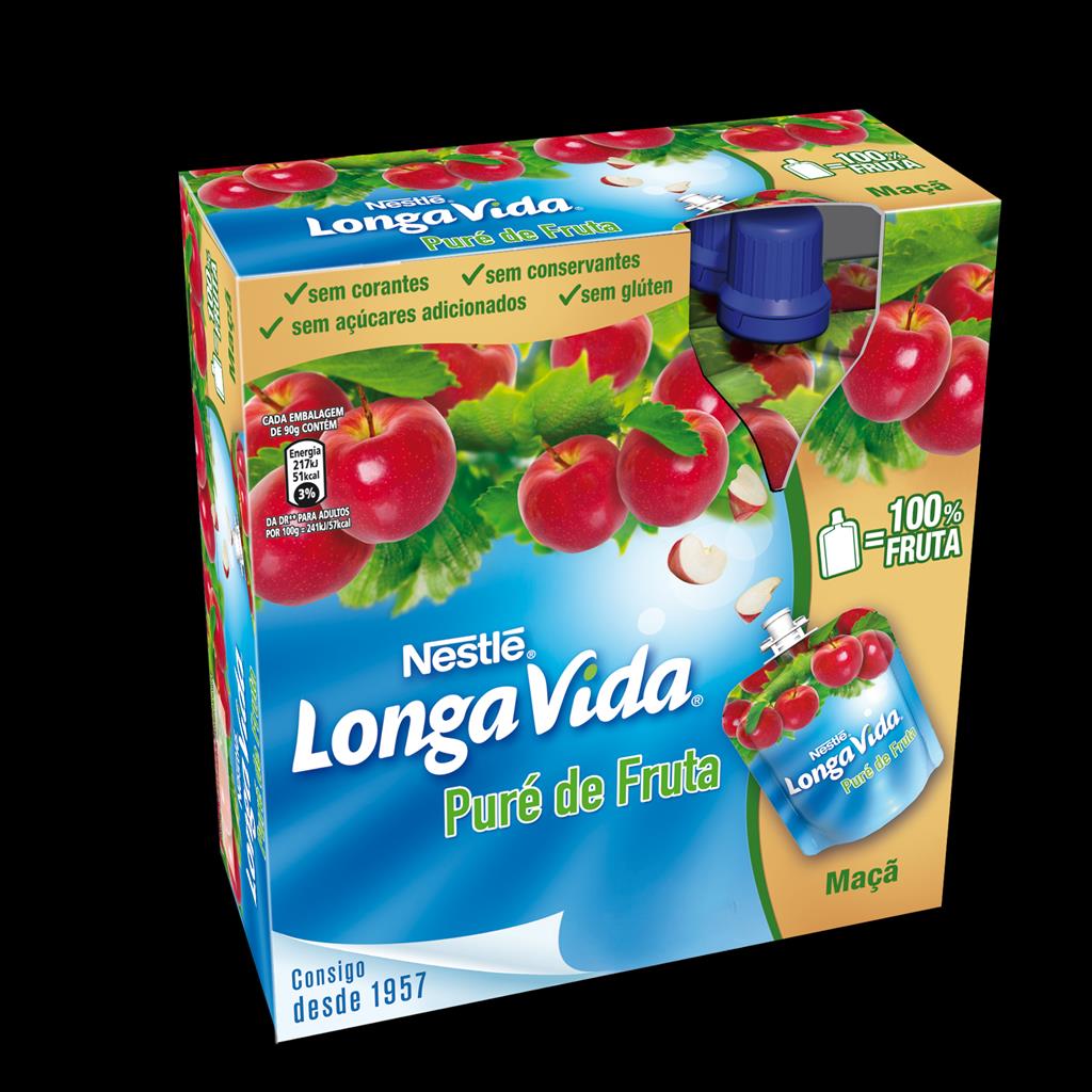 PURE FRUTA POUCH MACA 4x90G LONGA VIDA