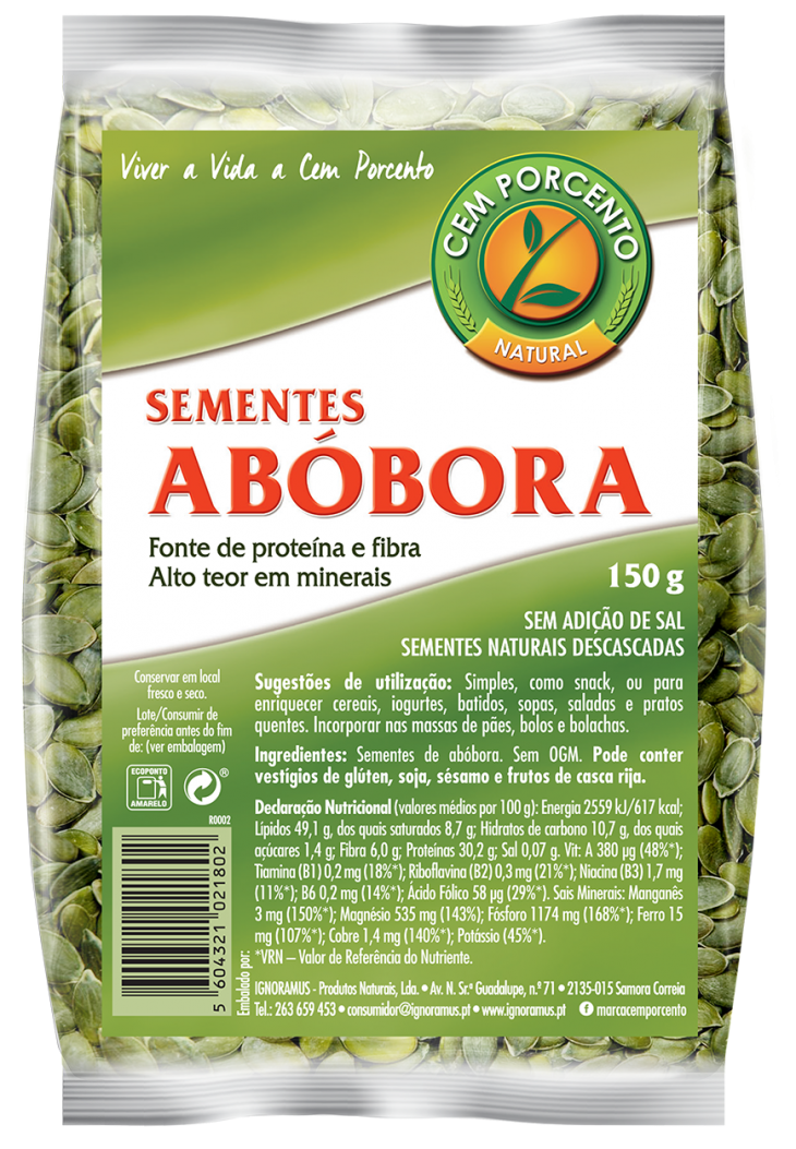 SEMENTES ABOBORA SEM  PELE 150 GRS